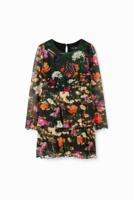 Jurk met tule en bloemen - GREEN - 7/8