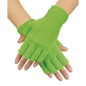 Neon groene handschoenen vingerloos gebreid voor volwassenen   -
