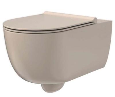 Wandcloset Xenz Gio | 47 cm | Zonder spoelrand | Zonder toiletzitting | Excl.Toiletzitting | Keramiek | Mat zand