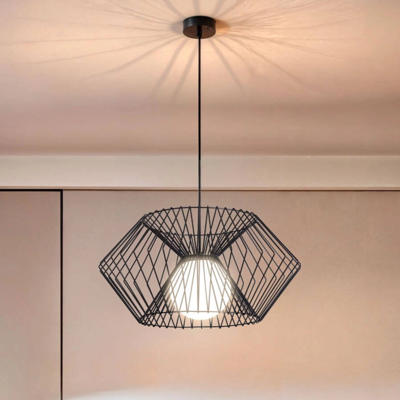Kooi hanglamp zwart wit met opaalglazen bol met E27 fitting &apos;Colette&apos;