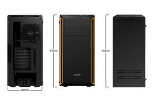 BeQuiet Pure Base 600 Midi-tower PC-behuizing Zwart, Oranje Geluidsdemping, Zijvenster, 2 voorgeïnstalleerde ventilators