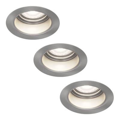 Set van 3 Mesa LED inbouwspots verzonken - 5 Watt 400 lumen - 6000K daglicht wit - GU10 - Dimbaar - Rond - IP65 waterdicht - RVS - Anti-glare