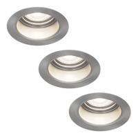 Set van 3 Mesa LED inbouwspots verzonken - 5 Watt 400 lumen - 6000K daglicht wit - GU10 - Dimbaar - Rond - IP65 waterdicht - RVS - Anti-glare