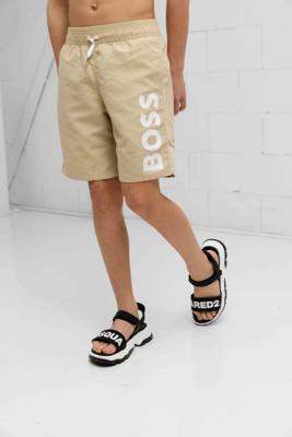 Hugo Boss Logo Zwembroek Kids Beige - Maat 11/12 jaar - Kleur: Beige | Soccerfanshop