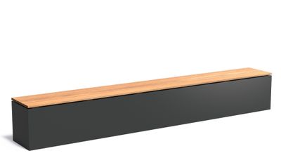 Aluminium sokkel met zitting 300x40x43cm.