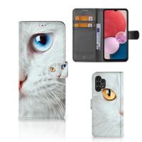 Samsung Galaxy A13 (4G) | Telefoonhoesje | Met pasjeshouder | Witte Kat