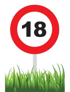 Verkeersbord 18 jaar Tuin