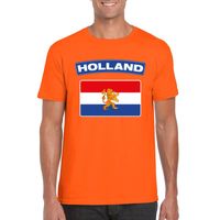 T-shirt met Hollandse vlag oranje heren - thumbnail