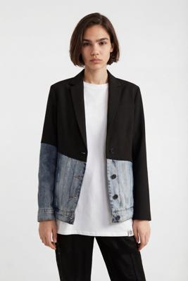 Slim fit hybride blazer met twee stoffen - BLACK - 40