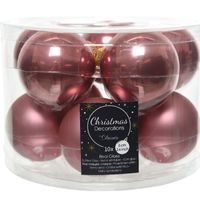 10x Oud roze glazen kerstballen 6 cm glans en mat - thumbnail