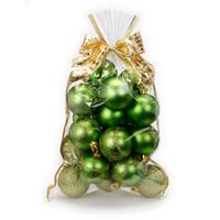 20x stuks kunststof kerstballen groen mix 6 cm in giftbag