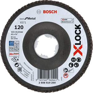 Bosch Accessoires X-LOCK Lamellenschijf Best for Metal schuin, glasvezel, Ø115mm, G 120, X571 - 1 stuk(s) - 2608619200