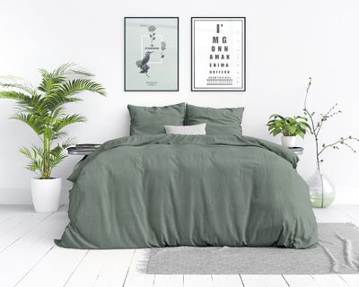 Dreamhouse - Stone Washed dekbedovertrek 100% Katoen - Groen - 240 x 220 Dreamhouse - Stone Washed dekbedovertrek 100% Katoen - Groen - 240 x 220