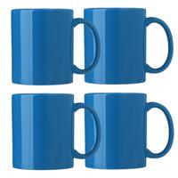 Koffie mokken/bekers Nantes - 8x - keramiek - met oor - kobalt blauw - 300 ml