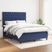 Boxspring met matras stof blauw 140x190 cm