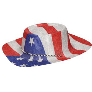 Cowboy glitterhoed - Amerikaanse vlag - USA - verkleedhoed/carnaval - accessoires