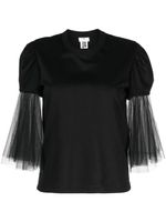 Noir Kei Ninomiya t-shirt à manches en tulle