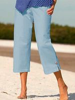 Loose Cotton Plain Casual Pants