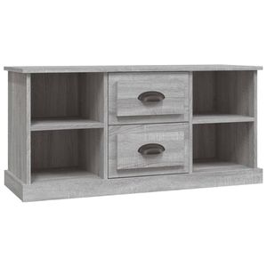 The Living Store TV-meubel Eikenhout - Grijs Sonoma - 99.5 x 35.5 x 48 cm - Trendy design - Voldoende opbergruimte