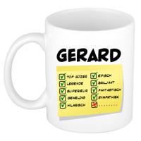 Naam mok Gerard - wit - top gozer - keramiek - 300 ml - cadeau collega beker - thumbnail