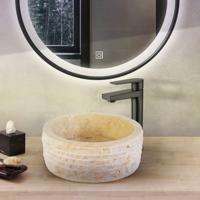 Creavit Aloni waskom marmer gepolijste binnenkant 40 cm rond creme