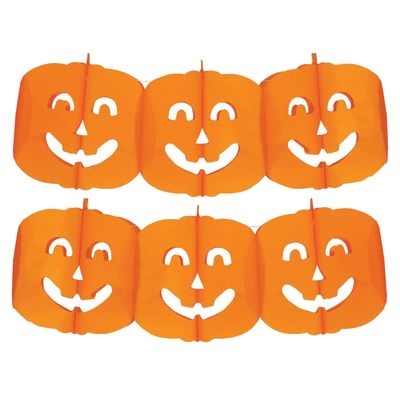 Halloween feestslinger pompoenen - 2x - 3 meter - oranje - van papier