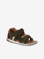 Leren sandalen voor jongens met klittenbandsluiting kaki
