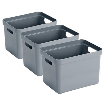 Sunware Opbergbox Sigma - 3x - kunststof - blauw/grijs - 18 liter - Opbergbakken/opbergers