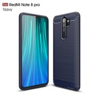 Voor Xiaomi Redmi Note 8 Pro geborsteld textuur koolstofvezel TPU case (marineblauw)