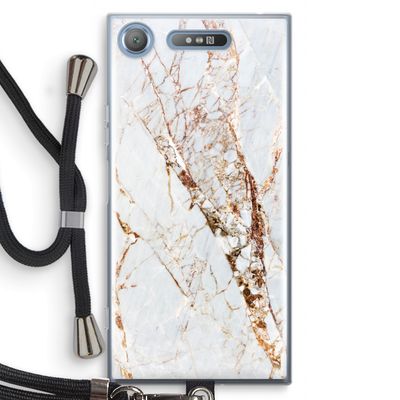 Goud marmer: Sony Xperia XZ1 Transparant Hoesje met koord
