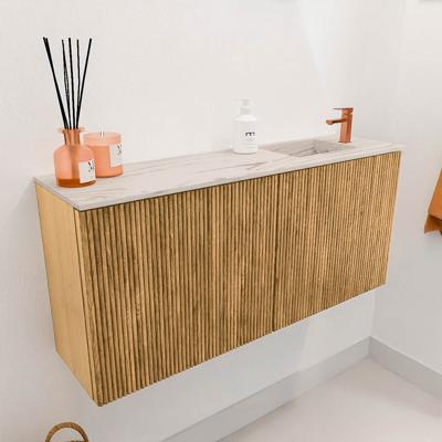 Toiletmeubel Mondiaz Joya Dlux | 90 cm | Meubelkleur Oak | Faye wastafel Nata Wasbak Rechts | 1 kraangat