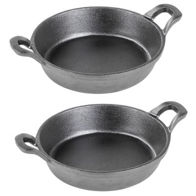 HI mini serveerpannetje - 6x - gietijzer - met handvatten - D16 cm - voor hapjes HI mini serveerpannetje - 6x - gietijzer - met handvatten - D16 cm - voor hapjes