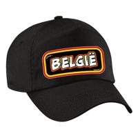 Verkleed feest pet - zwart - Belgi? - landen thema - zonneklep pet - volwassenen
