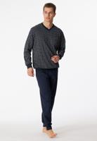 Blauw geruite heren pyjama Schiesser