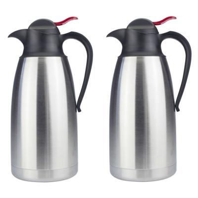 Benson Thermoskan - 2x stuks - 1.1 liter - RVS - koffiekan / theekan - zilver Benson Thermoskan - 2x stuks - 1.1 liter - RVS - koffiekan / theekan - zilver