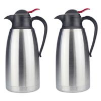 Benson Thermoskan - 2x stuks - 1.1 liter - RVS - koffiekan / theekan - zilver