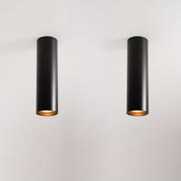 2x Canopus nero m by LUSENZ - Cilindervormige opbouwspot in met mat zwarte coating