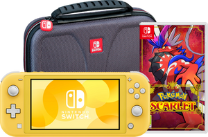 Nintendo Switch Lite Geel + Pokémon Scarlet + Bigben Beschermtas