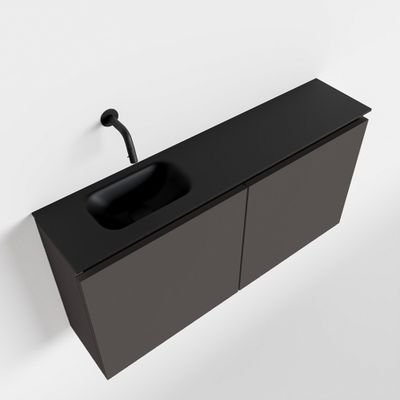 Toiletmeubel Mondiaz Ture | 100 cm | Meubelkleur Dark grey | Eden wastafel Urban Links | Zonder kraangat
