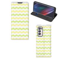 OPPO Find X3 Neo | Hoesje met Magneet | Waves Yellow OPPO Find X3 Neo | Hoesje met Magneet | Waves Yellow