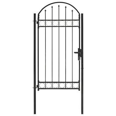Poort met gebogen bovenkant 100x250 cm staal zwart