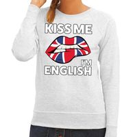 Kiss me I am English sweater grijs dames - thumbnail