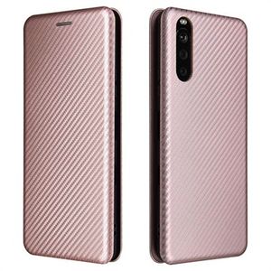 Sony Xperia 10 III, Xperia 10 III Lite Flip Case - Koolstofvezel - Roségoud