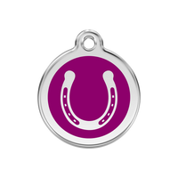 Horse Shoe Purple roestvrijstalen hondenpenning medium/gemiddeld dia. 3 cm - RedDingo