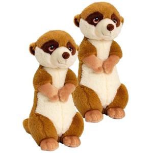 Keel Toys Pluche knuffel Stokstaartje - 2x stuks - 30 cm - Dieren knuffelbeesten voor kinderen