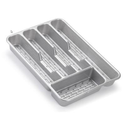 Plasticforte Bestekbak - zilverkleurig - 5-vaks - 24 x 34 x 4 cm - bestekhouder