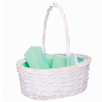 CM Bruiloft strooimandje - voor rozenblaadjes - wit - riet - 35 x 27 x 13 cm - rieten mand