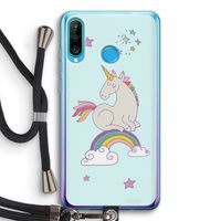 Regenboog eenhoorn: Huawei P30 Lite Transparant Hoesje met koord
