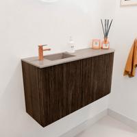 Toiletmeubel Mondiaz Joya Dlux | 81.6 cm | Meubelkleur Walnut | Faye wastafel Saba Wasbak Links | 1 kraangat