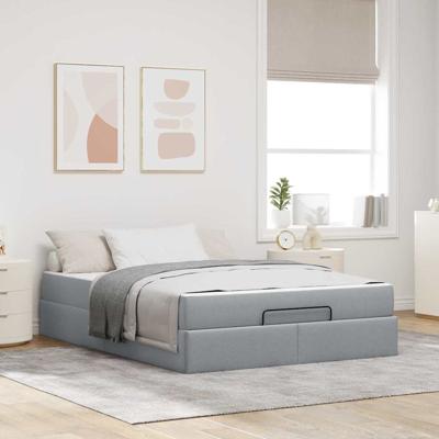 Bedframe met opslag Lichtgrijs 160 x 200 cm Stof
